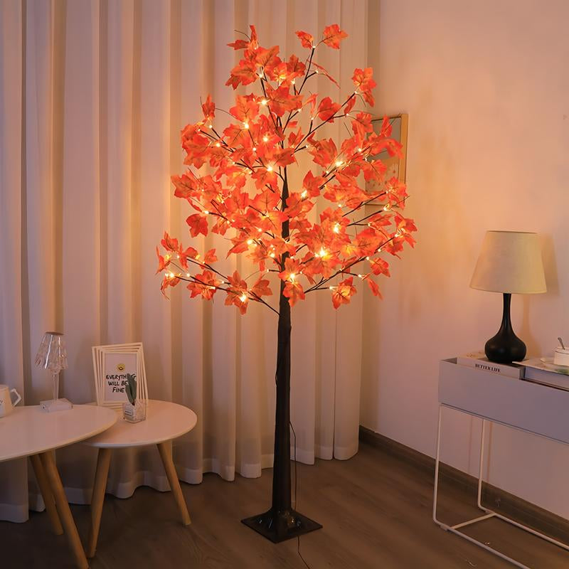 70.86 Inch LED Illuminated Maple Tree Light, Artificial Floor Lamp Tree with 96 Maple Leaves and 8 Lighting Modes for Thanksgiving, Halloween, Weddings, Parties, Fall Home Decor and Fall Decorative Lighting Nature Ornaments Decoration