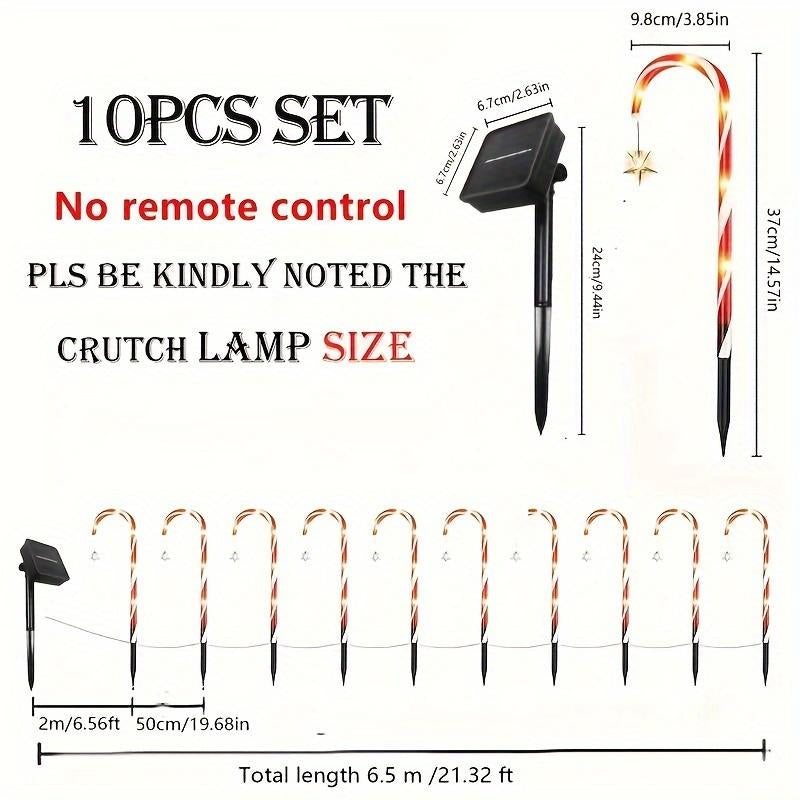 5-Piece/10-Piece Set Christmas Cane Solar Path Lights IP44 Waterproof LED Garden Ground Stake Lights 8-Mode Christmas Cane Candy Lights for Festive Decoration on Sidewalks Courtyards Lawns Porches Etc. - Ornaments