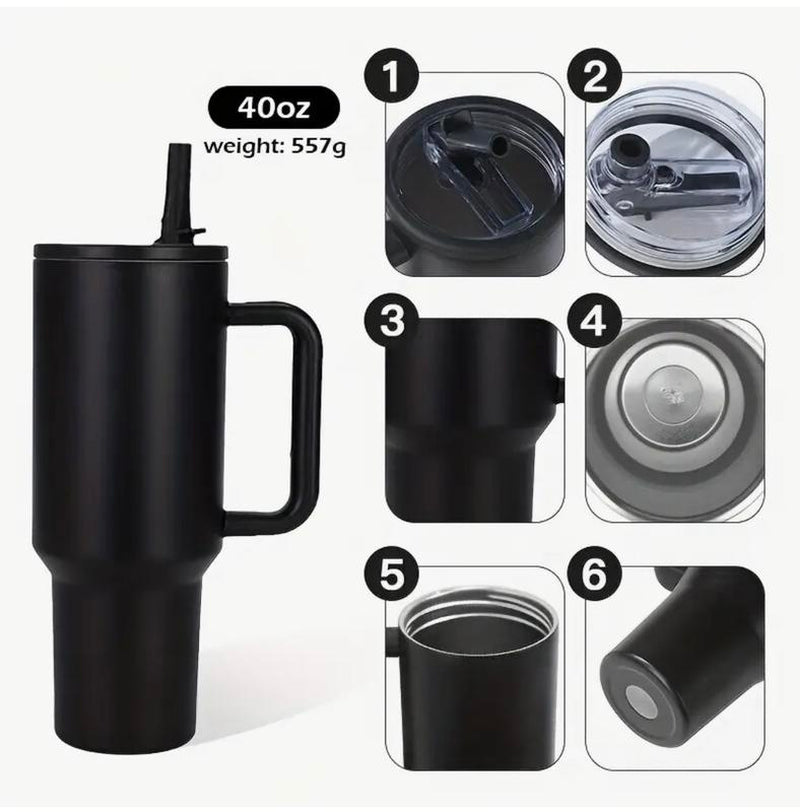 40Oz Solid Color Powder-Coated Tumblers with Leak-Proof Lid & Reusable Straw Double Wall Vacuum Insulated Travel Mugs Bpa-Free & Safe
