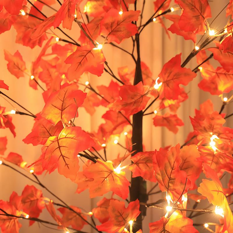 70.86 Inch LED Illuminated Maple Tree Light, Artificial Floor Lamp Tree with 96 Maple Leaves and 8 Lighting Modes for Thanksgiving, Halloween, Weddings, Parties, Fall Home Decor and Fall Decorative Lighting Nature Ornaments Decoration