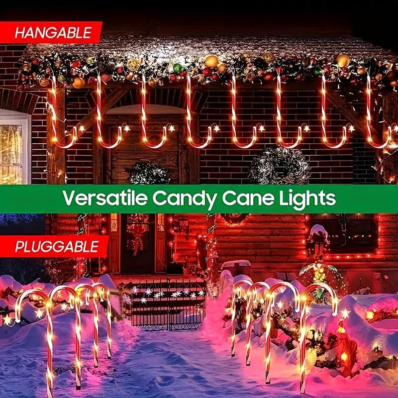 5-Piece/10-Piece Set Christmas Cane Solar Path Lights IP44 Waterproof LED Garden Ground Stake Lights 8-Mode Christmas Cane Candy Lights for Festive Decoration on Sidewalks Courtyards Lawns Porches Etc. - Ornaments