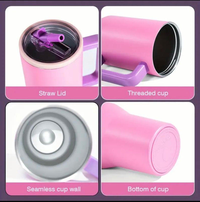 40Oz Solid Color Powder-Coated Tumblers with Leak-Proof Lid & Reusable Straw Double Wall Vacuum Insulated Travel Mugs Bpa-Free & Safe