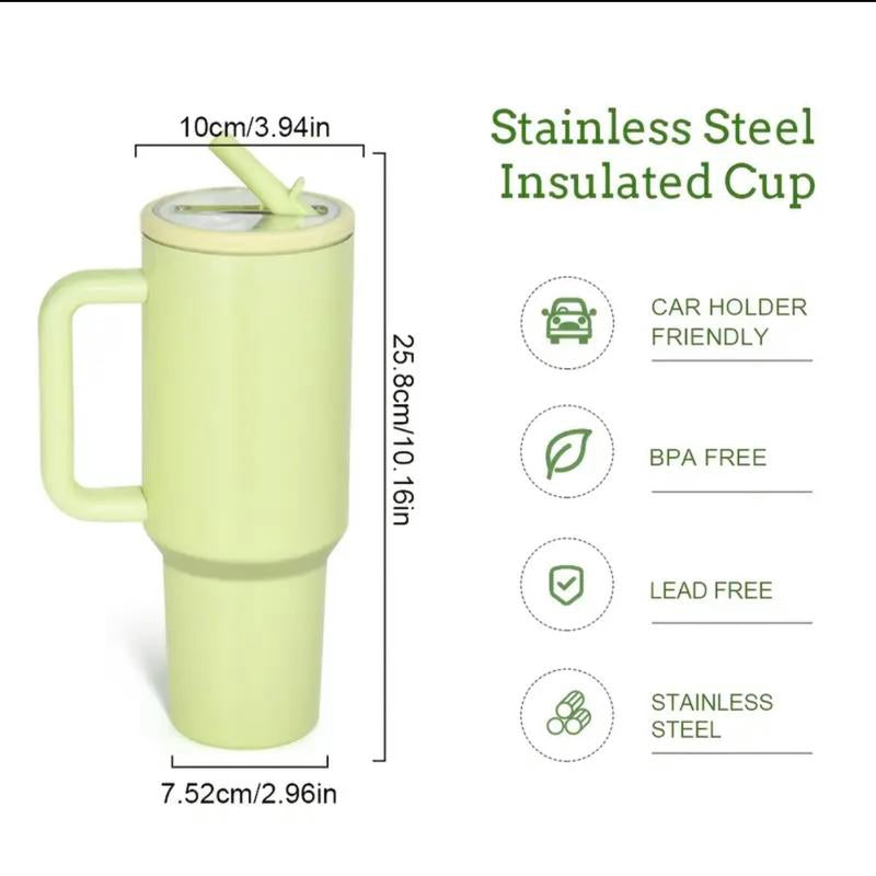 40Oz Solid Color Powder-Coated Tumblers with Leak-Proof Lid & Reusable Straw Double Wall Vacuum Insulated Travel Mugs Bpa-Free & Safe