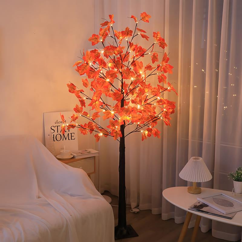70.86 Inch LED Illuminated Maple Tree Light, Artificial Floor Lamp Tree with 96 Maple Leaves and 8 Lighting Modes for Thanksgiving, Halloween, Weddings, Parties, Fall Home Decor and Fall Decorative Lighting Nature Ornaments Decoration