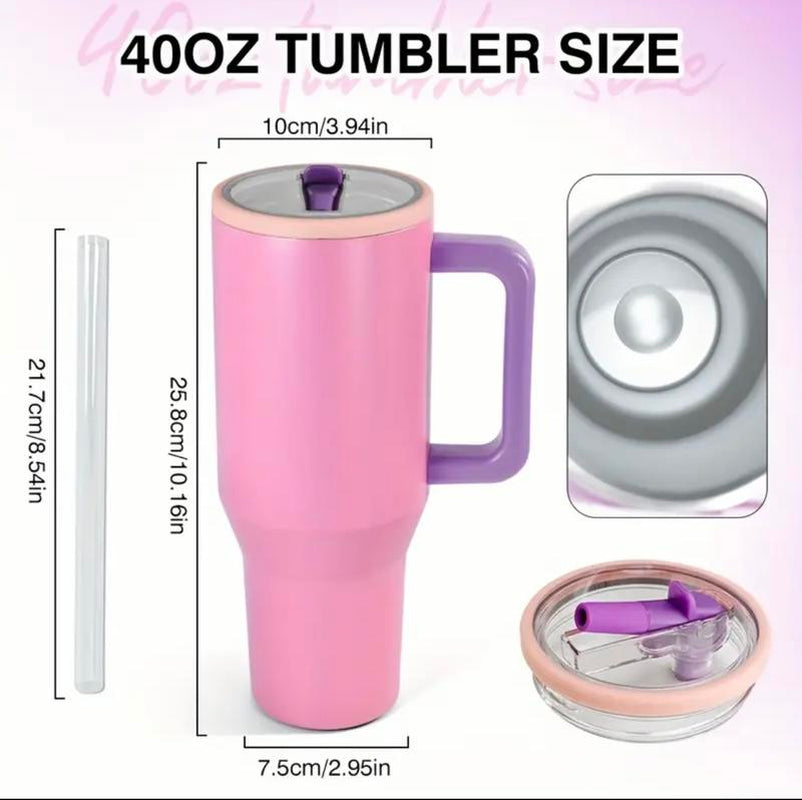 40Oz Solid Color Powder-Coated Tumblers with Leak-Proof Lid & Reusable Straw Double Wall Vacuum Insulated Travel Mugs Bpa-Free & Safe