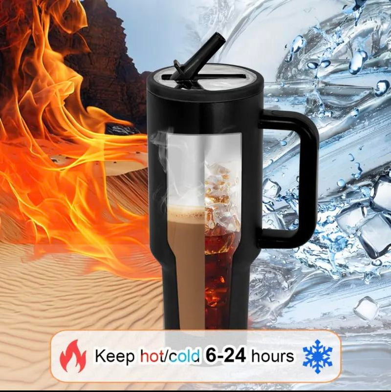40Oz Solid Color Powder-Coated Tumblers with Leak-Proof Lid & Reusable Straw Double Wall Vacuum Insulated Travel Mugs Bpa-Free & Safe