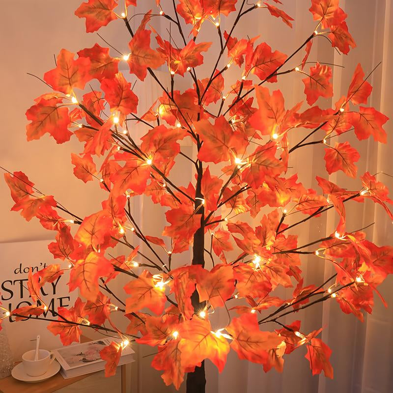 70.86 Inch LED Illuminated Maple Tree Light, Artificial Floor Lamp Tree with 96 Maple Leaves and 8 Lighting Modes for Thanksgiving, Halloween, Weddings, Parties, Fall Home Decor and Fall Decorative Lighting Nature Ornaments Decoration