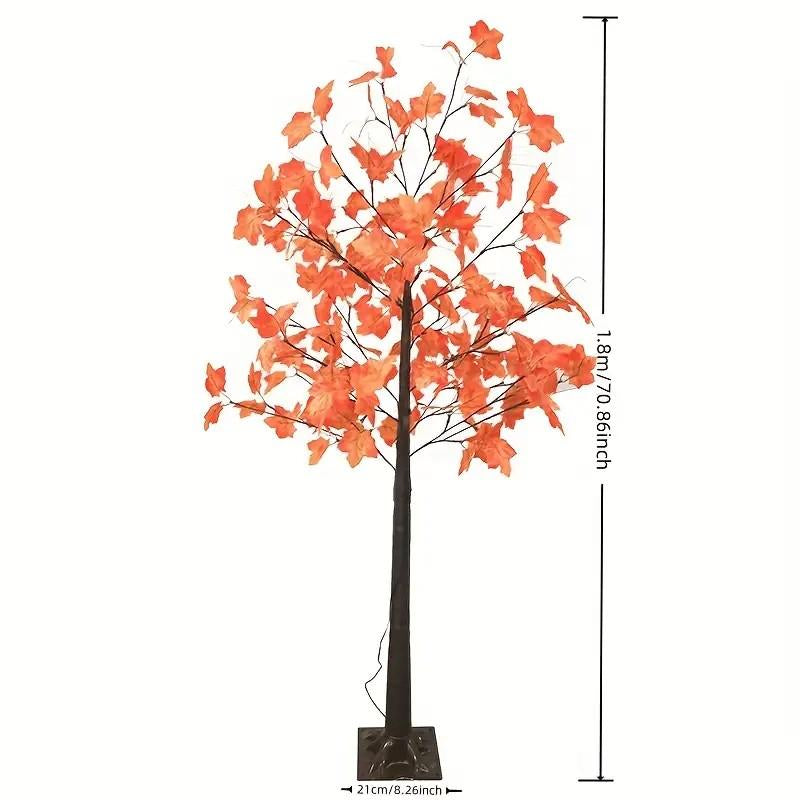 70.86 Inch LED Illuminated Maple Tree Light, Artificial Floor Lamp Tree with 96 Maple Leaves and 8 Lighting Modes for Thanksgiving, Halloween, Weddings, Parties, Fall Home Decor and Fall Decorative Lighting Nature Ornaments Decoration
