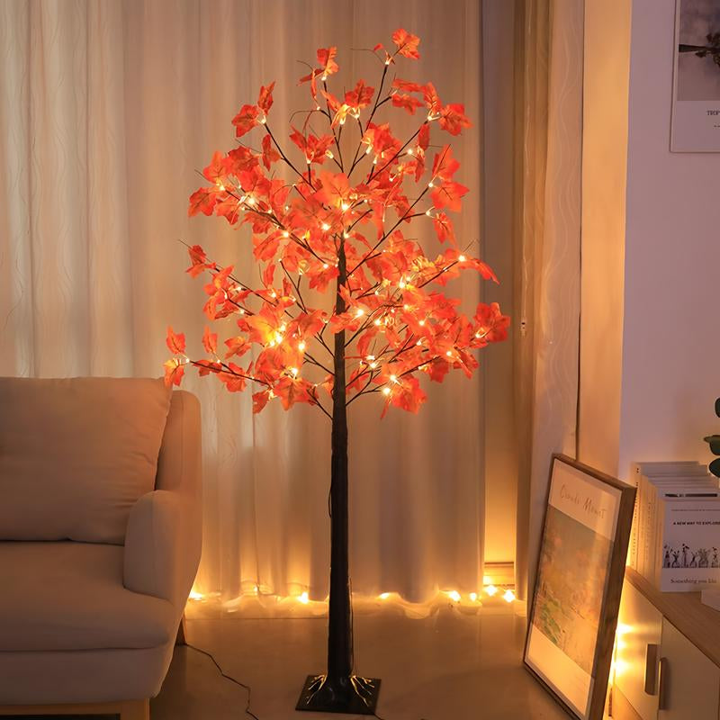 70.86 Inch LED Illuminated Maple Tree Light, Artificial Floor Lamp Tree with 96 Maple Leaves and 8 Lighting Modes for Thanksgiving, Halloween, Weddings, Parties, Fall Home Decor and Fall Decorative Lighting Nature Ornaments Decoration