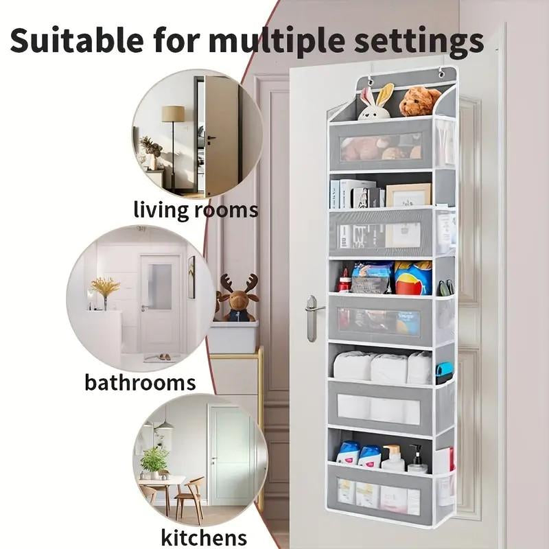 Large Pocket Hanging Storage Cabinet 5-Tier Shelf with 10 Large Capacity Pockets Anti-Tipping Door Wardrobe for Bedroom Use Heavy Duty Load Lightweight Organizer Over-The-Door Multi-Pocket Weight Lb