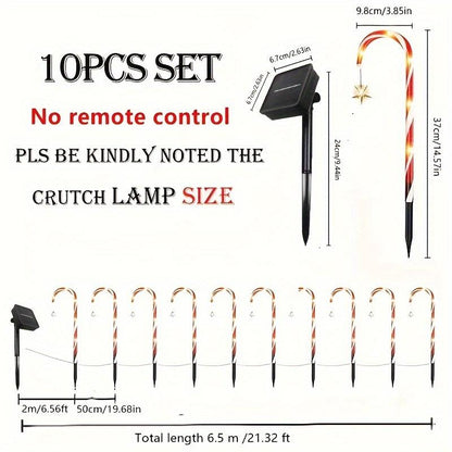 5-Piece/10-Piece Set Christmas Cane Solar Path Lights IP44 Waterproof LED Garden Ground Stake Lights 8-Mode Christmas Cane Candy Lights for Festive Decoration on Sidewalks Courtyards Lawns Porches Etc. - Ornaments