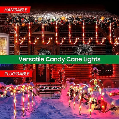 5-Piece/10-Piece Set Christmas Cane Solar Path Lights IP44 Waterproof LED Garden Ground Stake Lights 8-Mode Christmas Cane Candy Lights for Festive Decoration on Sidewalks Courtyards Lawns Porches Etc. - Ornaments