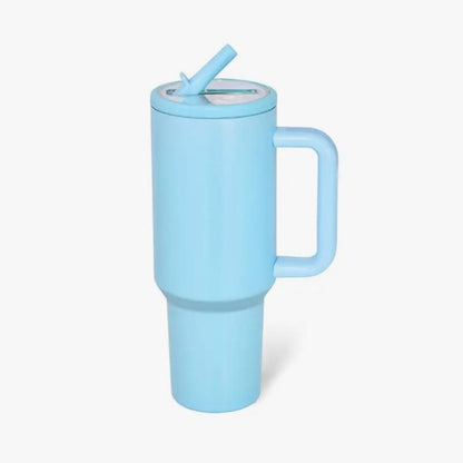 40Oz Solid Color Powder-Coated Tumblers with Leak-Proof Lid & Reusable Straw Double Wall Vacuum Insulated Travel Mugs Bpa-Free & Safe