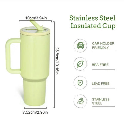 40Oz Solid Color Powder-Coated Tumblers with Leak-Proof Lid & Reusable Straw Double Wall Vacuum Insulated Travel Mugs Bpa-Free & Safe