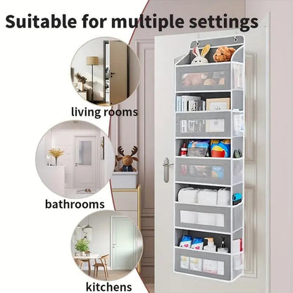 Large Pocket Hanging Storage Cabinet 5-Tier Shelf with 10 Large Capacity Pockets Anti-Tipping Door Wardrobe for Bedroom Use Heavy Duty Load Lightweight Organizer Over-The-Door Multi-Pocket Weight Lb